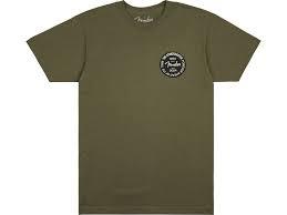 FENDER Stratocaster 70th Anniversary Badge Tee, Olive, XL - 9101293697