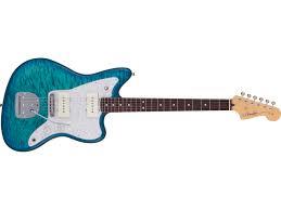 FENDER 2024 Collection, Made in Japan Hybrid II Jazzmaster, Rosewood Fingerboard, Quilt Aquamarine - 5664100390