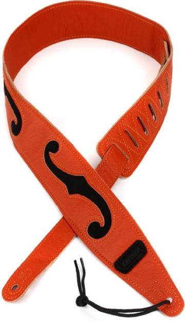 GRETSCH Gretsch F-Holes Leather Strap, Orange and Black, 3 - 9224362100