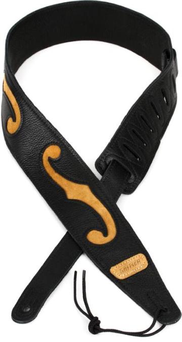 GRETSCH Gretsch F-Holes Leather Strap, Black and Tan, 3 - 9224285100