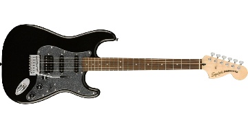 SQUIER FSR Affinity Series Stratocaster HSS, Laurel Fingerboard, Metallic Black Pickguard, Metallic Black - 0378108565