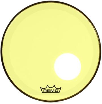 Remo P3-1318-ct-yeoh - Remo-pelle Risonante Powerstroke3 Colortone Trasparente Cassa 18 Yellow Offset Hole - Batterie / Percussioni Accessori - Pelli e Cerchi