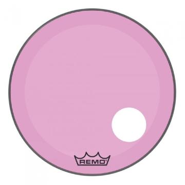 Remo P3-1324-ct-pkoh - Remo-pelle Risonante Powerstroke3 Colortone Trasparente Cassa 24 Pink Offset Hole - Batterie / Percussioni Accessori - Pelli e Cerchi