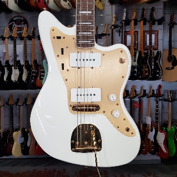 SQUIER CLASSIC VIBE 40TH ANNIV JAZZMASTER WHITE GOLD HARDWARE