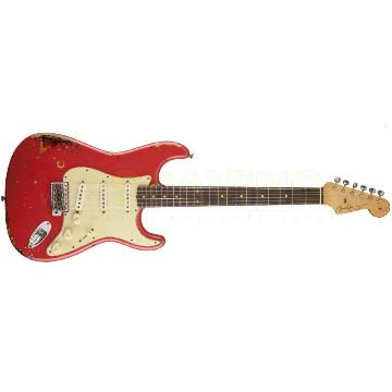 FENDER Michael Landau Signature 1963 Stratocaster, Round-Laminated Rosewood, Fiesta Red over 3-Color Sunburst - 9235001344