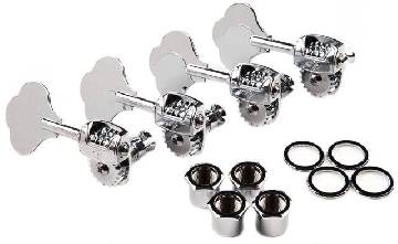 FENDER Deluxe F Stamp Bass Tuning Machines, Left-Hand, (4), Chrome - 0097336049