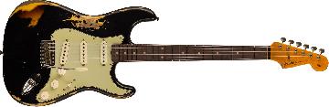 FENDER 1960 Stratocaster Heavy Relic, Rosewood Fingerboard, Aged Black over 3-Color Sunburst - 9236081222