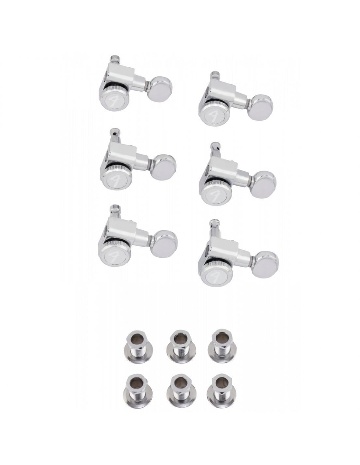Fender Locking Stratocaster Telecaster Vintage Buttons Tuning Machine Set Staggered Locking Tuners With Vintage-style Buttons  Polished Chrome 0990818500 - Chitarre Componenti - Hardware e Componenti Vari