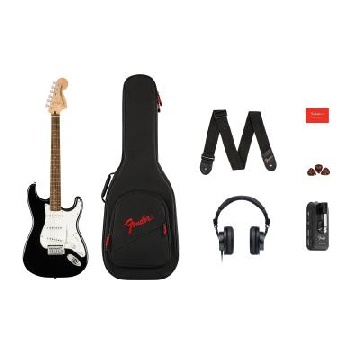 Squier Affinity Series Stratocaster Mustang Micro Pack Kit Lf  Black 0372873106 - Chitarre Chitarre - Set Chitarre + Accessori