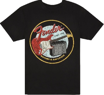 FENDER Fender 1946 Guitars & Amplifiers T-Shirt, Vintage Black, S - 9193122306