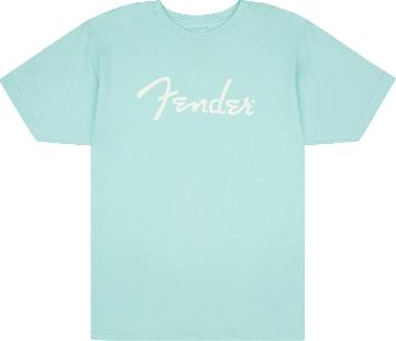 FENDER Fender Spaghetti Logo T-Shirt, Daphne Blue, XXL - 9192222806