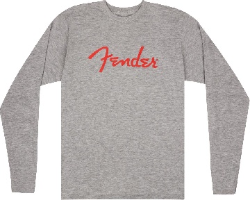 FENDER Fender Spaghetti Logo L/S T-Shirt, Heather Gray, L - 9192522506