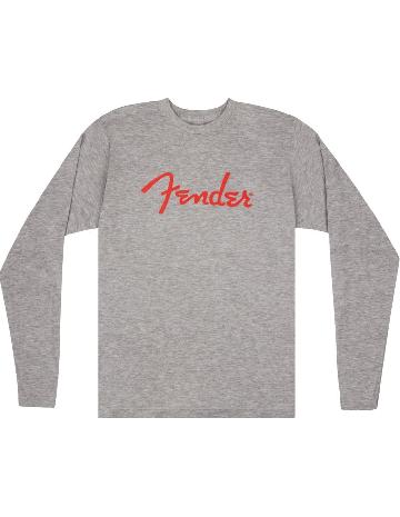FENDER Fender Spaghetti Logo L/S T-Shirt, Heather Gray, XXL - 9192522806