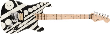 EVH EVH Striped Series Circles, Maple Fingerboard, White and Black - 5107902386
