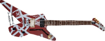 EVH Striped Series Shark, Pau Ferro Fingerboard, Burgundy with Silver Stripes - 5107922305