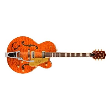 GRETSCH G6120TGQM-56 Limited Edition Quilt Classic Chet Atkins Hollow Body with Bigsby, Roundup Orange Stain Lacquer - 2401356822
