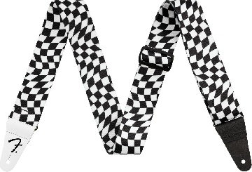 FENDER Wavy Checkerboard Polyester Strap, Black/White - 0990637288