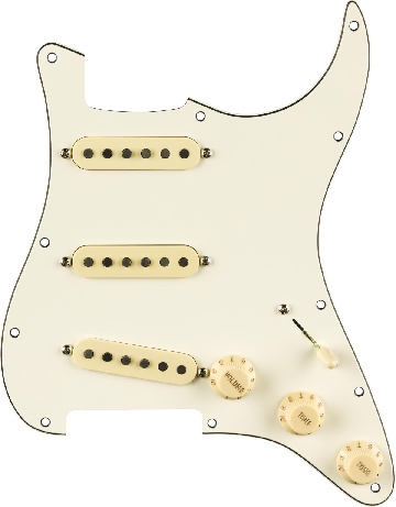FENDER Pre-Wired Strat Pickguard, Pure Vintage 65 w/RWRP Middle, Parchment 11 Hole PG - 0992237509