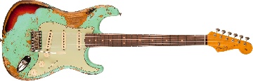 FENDER 1963 Stratocaster Super Heavy Relic, 3A Rosewood Fingerboard, Super Faded Aged Surf Green over 3-Color Sunburst - 9236091095