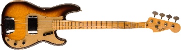 FENDER 1958 Precision Bass Relic, 1-Piece Quartersawn Maple Neck Fingerboard, Super Faded Aged Chocolate 3-Color Sunburst - 9236091112