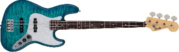 FENDER 2024 Collection, Made in Japan Hybrid II Jazz Bass, Rosewood Fingerboard, Quilt Aquamarine - 5662100390