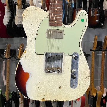 FENDER CUSTOM SHOP LIMITED REVERSE TELECASTER CUSTOM HS HEAVY RELIC AGED OLYMPIC WHITE OVER 3-COLOR SUNBURST 2018